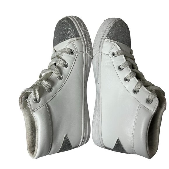 GIRLS Glitter Doodle Hi Top Sneaker Shoes White Girls Size 2 - Picture 7 of 9